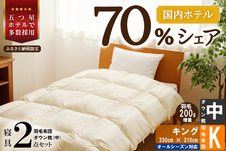 [国内ホテル・旅館70%シェア]寝具2点セット(キング) 国内生産 羽毛布団 掛け布団 ふとん まくら