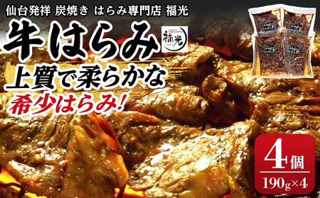 仙台発祥炭焼きはらみ専門店　福光の牛はらみ190g×4個　【お肉・牛肉】