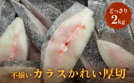 [訳あり] カラスかれい 厚切 2kg 魚 切り身 不揃い ご家庭用 バラ冷凍 カレイ 冷凍 おかず 切身 煮魚 焼き魚 訳アリ ワケアリ