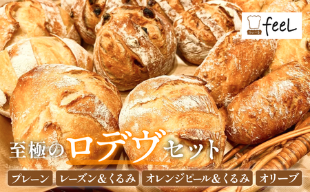 パン工房ふぃーる ロデヴ 4種類 セット パン 自家製酵母 モチモチ プレーン レーズン くるみ オレンジピール オリーブ ハード系 冷凍 宮城県 宮城 石巻市 石巻