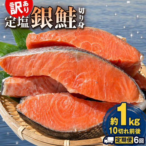 【定期便】 訳あり 定塩銀鮭 切り身 合計 6kg 約1kg （ 10切れ 前後 ） 6回配送 鮭