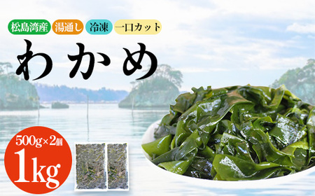 松島湾産 湯通し 冷凍 わかめ 一口カット 500g×2個 [04203-0705]