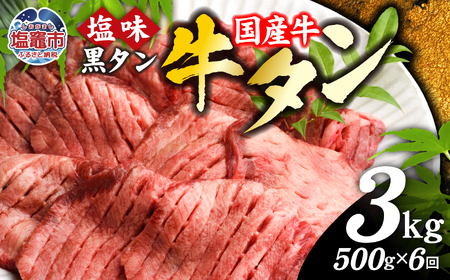 牛タン 定期便 6回 国産 500g × 6ヶ月 計3kg さとう精肉店 黒タン | sm00010-6 牛タン 牛タン 牛タン