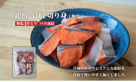 センシン食品 ※無塩※ 銀鮭切り身 30g×20枚 チャックポリ入り
