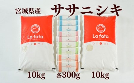 [令和6年産 新米] 心込めて育てた美食農園ラ・ファータ自慢のササニシキ20kg&真空パックササニシキ18合