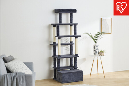 ペット 収納付きファブリックキャットタワー SFC-157 ダークグレー