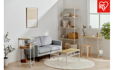 カラーメタルラック　ウッドボード付き CMM-75185B ホワイト