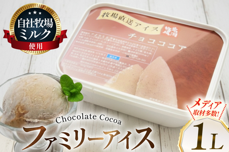 テレビで紹介! アイス ジェラート チョコココア 1L ファミリーサイズ ジャンボサイズ [岩瀬牧場 北海道 砂川市 12260966]
