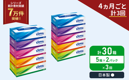 定期便 ティッシュ クリネックス 5箱入 × 2パック《 4ヶ月ごと計  3回 》 ティッシュ セット