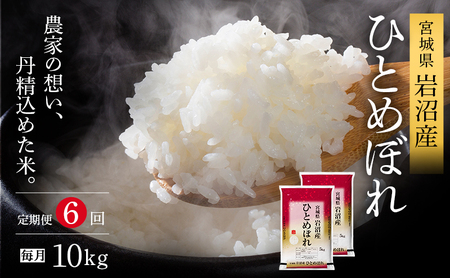[先行予約/6ヶ月連続定期便]令和7年産新米 ひとめぼれ 10kg×6回 米 岩沼産 お米 白米 精米 ブランド米 単一原料米 10キロ こめ コメ おこめ ご飯 ライス 東北 宮城県産 宮城県産ひとめぼれ 宮城米