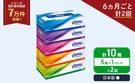 定期便 ティッシュ クリネックス 5箱 ( 5箱 × 1パック ) ティッシュ[ 6ヶ月ごと計 2回 ]