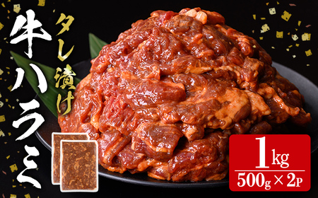 ミートプロフェッショナル タレ漬け牛ハラミ焼肉 1kg [500×2パック] 肉 牛 牛肉 ハラミ 味付き 冷凍 焼肉 BBQ [エスフーズ株式会社]