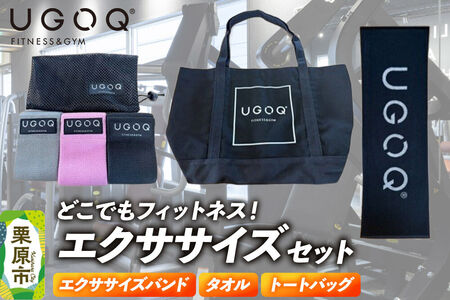 フィットネス 用品 どこでもフィットネス! UGOQエクササイズセット 3品セット [クロネコゆうパケット] [エクササイズバンド シェイプアップ セット 本格 美容 健康 体験 宮城県 栗原市 UGOQ]