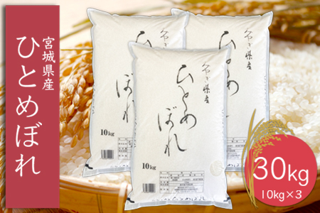 (06451)《精米》令和6年産 宮城県産ひとめぼれ10kg×3袋