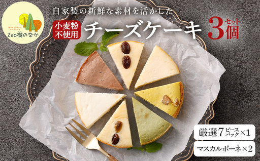 [選べる組合せ]蔵王のチーズケーキ専門店 選べるチーズケーキ[マスカルポーネ2個・厳選7ピースパック1個] [04301-1038-1]