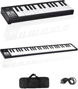 折りたたみ 電子ピアノ 61鍵盤 日本語表記 充電式 ワイヤレス 入門用 初心者 大人 子供 電子キーボード 電子 ピアノ キーボード 折りたたみ式 折り畳み 練習 楽器 録音 再生 リズム 音色 自動伴奏 スリム SunRuck SR-DP08F-BK