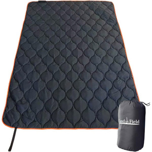 Land Field アウトドアブランケット キャンプ アウトドア ブランケット 大判 ひざ掛け 毛布 キャンピング毛布 防災 防災用品 ポンチョ 丸洗い可 洗濯 キャンプ用品 寝具 おしゃれ W200×D140cm LF-OB014-BK