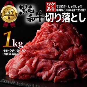 [訳あり]宮城県産黒毛和牛 1.0kg(500g×2)部位厳選切り落とし すき焼き・しゃぶしゃぶ用[配送不可地域:離島]