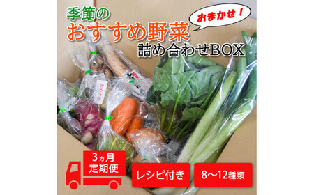 季節のおすすめ野菜おまかせ詰め合わせ3ヵ月定期便 8種〜12種類[16103]