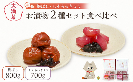 大満足 お漬物2種セット 梅ぼし しそらっきょう 食べ比べ[02104]