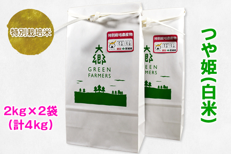 令和5年産 特別栽培米白米 つや姫2kg×2袋 (計4kg)|宮城県 大郷町産 ごはん お米 米 [0161]