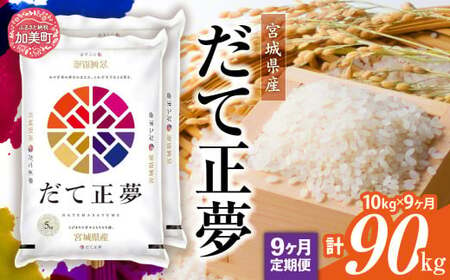 [定期便9回]令和6年産 宮城県産 だて正夢 10kg(5kg×2)×9回 [ カメイ 宮城県 加美町 ] 令和6年産 だて正夢 だて正夢 お米 こめ コメ 精米 白米 だてまさむね | km00015-r6-10kg-9