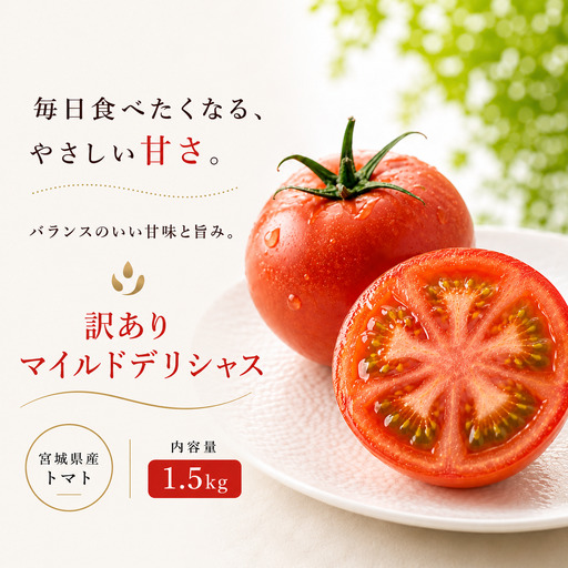 [訳あり]トマト デリシャスファームのトマト 訳ありマイルドデリシャス 1.5kg (6〜7玉) / とまと 野菜 産地直送 農家直送[delf050]