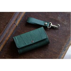 [Dear Fish]女川銀鮭レザー カードケース(名刺入れ)/キーホルダーセット Color:深碧