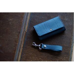 [Dear Fish]女川銀鮭レザー カードケース(名刺入れ)/キーホルダーセット Color:縹