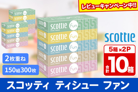 ティッシュペーパー スコッティ ティシュー ファン 150組 5箱×2パック 秋田市オリジナル【レビューキャンペーン中】