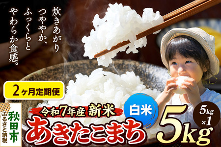 [令和7年産 新米先行受付][定期便2ヶ月] 米 あきたこまち 5kg [白米] 秋田県産