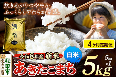 《令和8年産 新米受付》《定期便4ヶ月》米 あきたこまち 5kg【白米】秋田県産