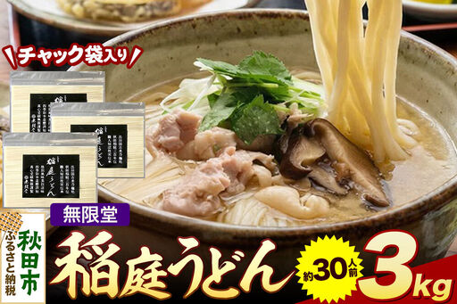 無限堂 稲庭うどん チャック袋入り 3kg（約30人前） 秋田
