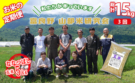 [令和6年度産]◆3ヵ月定期便◆ 富良野 山部米研究会[ ななつぼし ]玄米 5kgお米 米 ご飯 ごはん 白米 定期 送料無料 北海道 富良野市 道産 直送 ふらの