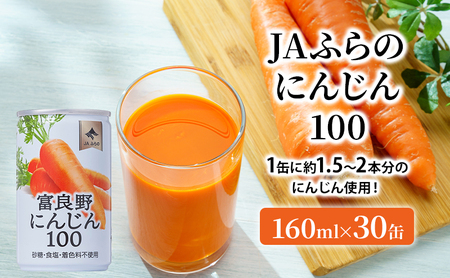 JAふらの 人参ジュース [富良野にんじん100](160ml×30缶セット) にんじんジュース 人参 にんじん 野菜 飲料 ジュース 野菜ジュース 野菜飲料 北海道 富良野 ふらの