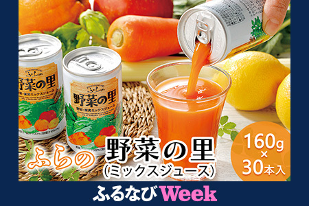 [ふるなびWEEK対象]ふらの 野菜の里 160g×30本入 野菜 果物 ミックスジュース (FN-Limited ジュース 野菜ジュース 飲み物 缶 北海道 送料無料 道産 富良野市 ふらの)