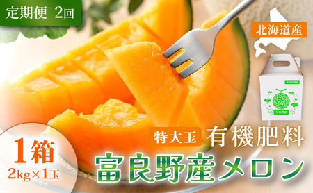 [定期便2ヵ月]糖度15度以上 赤肉メロン 富良野産 特秀品メロン 2kg×1玉 1箱×全2回|北海道富良野市 7〜8月発送 贈答用 ギフト プレゼント メロン 赤肉メロン 富良野メロン 果物 フルーツ とろける甘さ 夏季限定