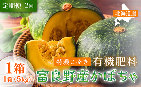 [定期便2ヵ月]秋の味覚 北海道産 カボチャ 特濃こふき 無選別 5kg×1箱 全2回|北海道富良野市 9〜10月発送 野菜 しっとり ホクホク 濃厚 甘い 濃橙果肉 黒皮カボチャ かぼちゃ こふきかぼちゃ 南瓜 料理用 煮物