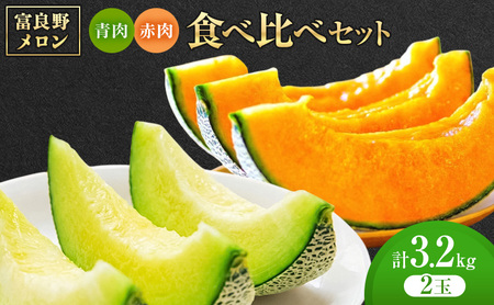 [2026年発送]富良野メロン 赤肉/青肉 食べ比べセット 計2玉 約1.3kg〜1.6kg [ メロン フルーツ 果物 北海道 富良野 ]