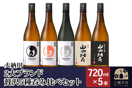 [大納川]2大ブランド贅沢5種呑み比べセット(大納川 純米 、大納川 純米吟醸、大納川 純米大吟醸、山内杜氏 純米、山内杜氏 純米吟醸) 各720ml