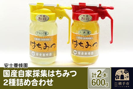 国産自家採集はちみつ2種詰め合わせ(アカシア、トチ)計2本 600g