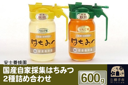 国産自家採集はちみつ2種詰め合わせ(アカシア、りんご)計2本 600g