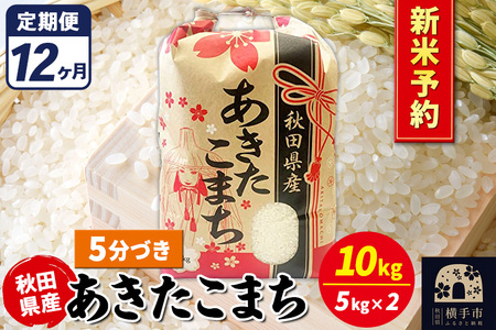 《令和7年産 新米受付》《定期便12ヶ月》あきたこまち 10kg【5分づき】秋田県産 こまちライン