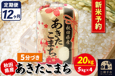 《令和7年産 新米受付》《定期便12ヶ月》あきたこまち 20kg【5分づき】秋田県産 こまちライン