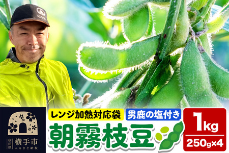 朝霧枝豆 1kg(枝豆 250g×4袋、男鹿の塩 25g) 秋田新鮮組