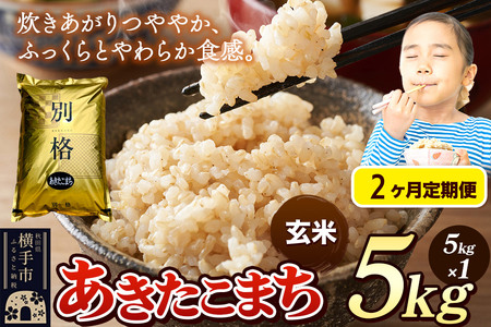 [令和7年産][定期便2ヶ月] 米 あきたこまち 5kg [玄米] 秋田県産