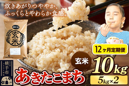 《令和7年産》《定期便12ヶ月》 米 あきたこまち 10kg（5kg×2袋） 【玄米】 秋田県産