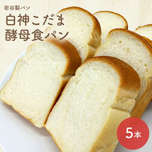 白神こだま酵母食パン（5本）　【45P3003】