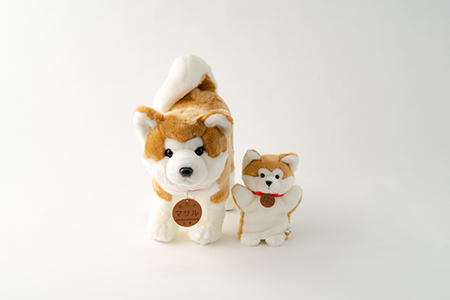 秋田犬マサル ハンドパペット&ぬいぐるみ 立ちLサイズセット