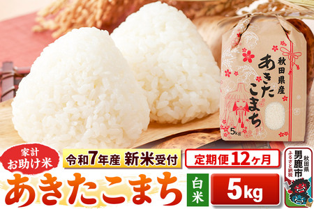 《令和7年産 新米受付》《定期便12ヶ月》【白米】家計お助け米 あきたこまち 5kg